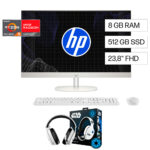 Computadora All in One HP de 24FHD AMD Ryzen 5+Audífonos